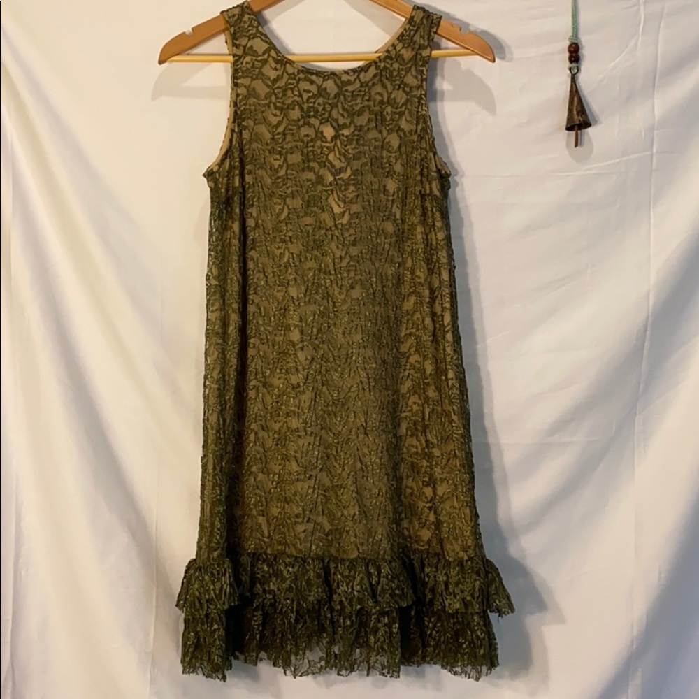 Green lace midi cocktail dress from England size 4